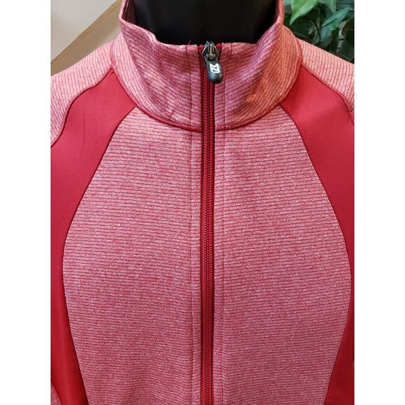 Cutter & Buck Jacket Red Women's Size Medium Melange Stripe Large Long Sleeves - Picture 3 of 12